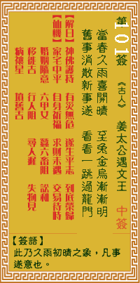 观音灵签 第101签 姜太公遇文王